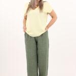 Szerokie spodnie bawełniane zielone