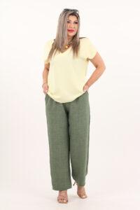 Szerokie spodnie bawełniane zielone