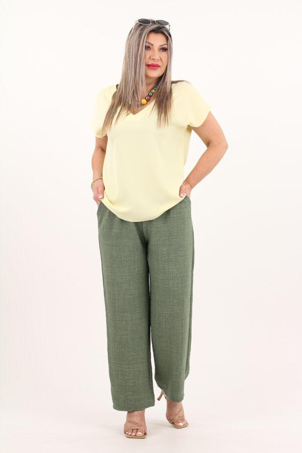 Szerokie spodnie bawełniane zielone