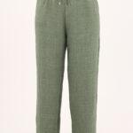 Szerokie spodnie bawełniane zielone (8)