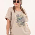 Beżowa bluzka z ażurowymi wstawkami