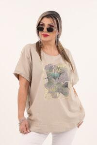 Beżowa bluzka z ażurowymi wstawkami