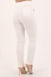 Białe spodnie bawełniane damskie na gumce