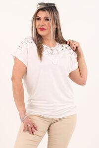 Bluzka z koronkowymi wstawkami biała