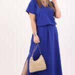 Chabrowa bawełniana sukienka maxi