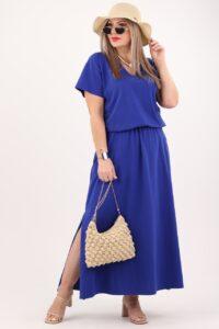 Chabrowa bawełniana sukienka maxi