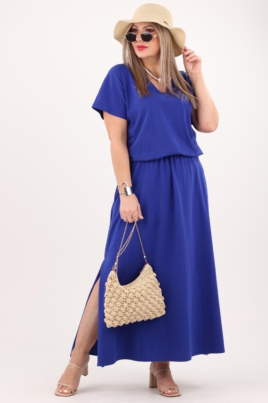 Chabrowa bawełniana sukienka maxi