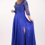 Chabrowa długa suknia wieczorowa plus size