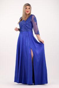 Chabrowa długa suknia wieczorowa plus size