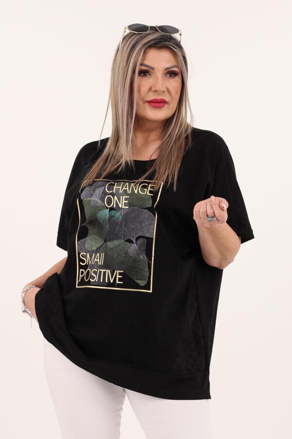 czarna bluzka z ażurowymi wstawkami