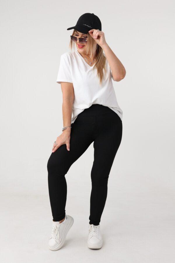 Czarne legginsy prążkowane plus size