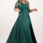 Długa suknia wieczorowa plus size butelkowa zieleń