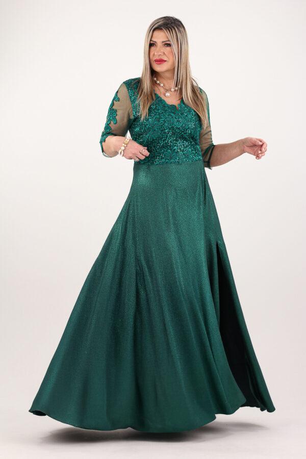 Długa suknia wieczorowa plus size butelkowa zieleń