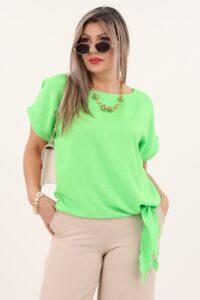 Elegancka bluzka z krótkim rękawem zielona