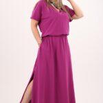 Fioletowa bawełniana sukienka maxi