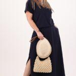 Granatowa bawełniana sukienka maxi