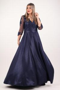 Granatowa długa suknia wieczorowa plus size