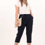 Granatowe luźne rybaczki damskie