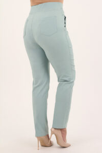 Miętowe spodnie bawełniane damskie na gumce