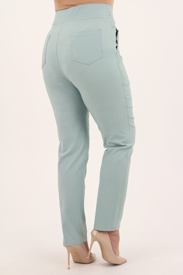 Miętowe spodnie bawełniane damskie na gumce