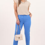 Niebieskie spodnie damskie 7/8 eleganckie