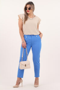 Niebieskie spodnie damskie 7/8 eleganckie