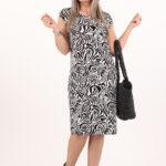 Sukienka letnia midi plus size czarno-biała