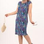 Prosta sukienka letnia midi plus size w ornamenty