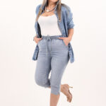 Rybaczki jeansowe plus size niebieskie