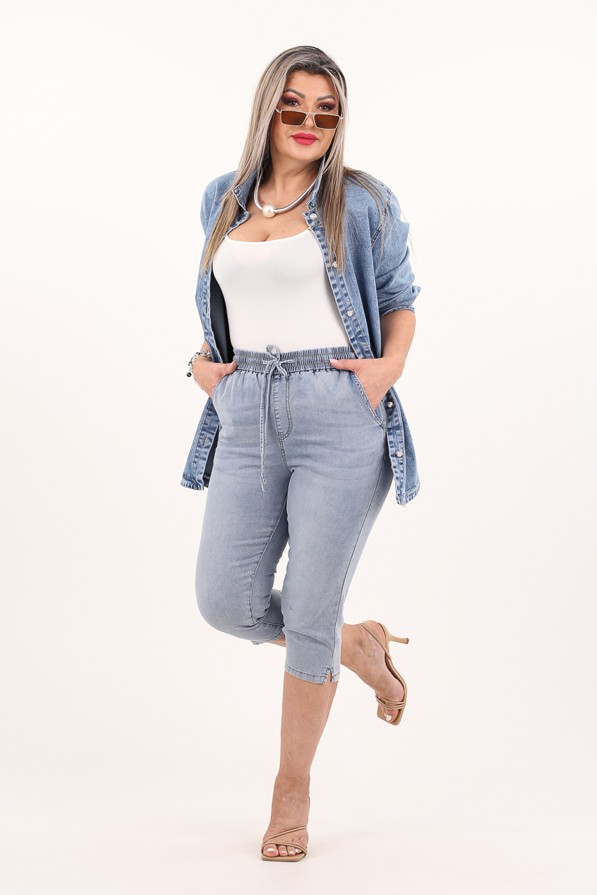 Rybaczki jeansowe plus size niebieskie