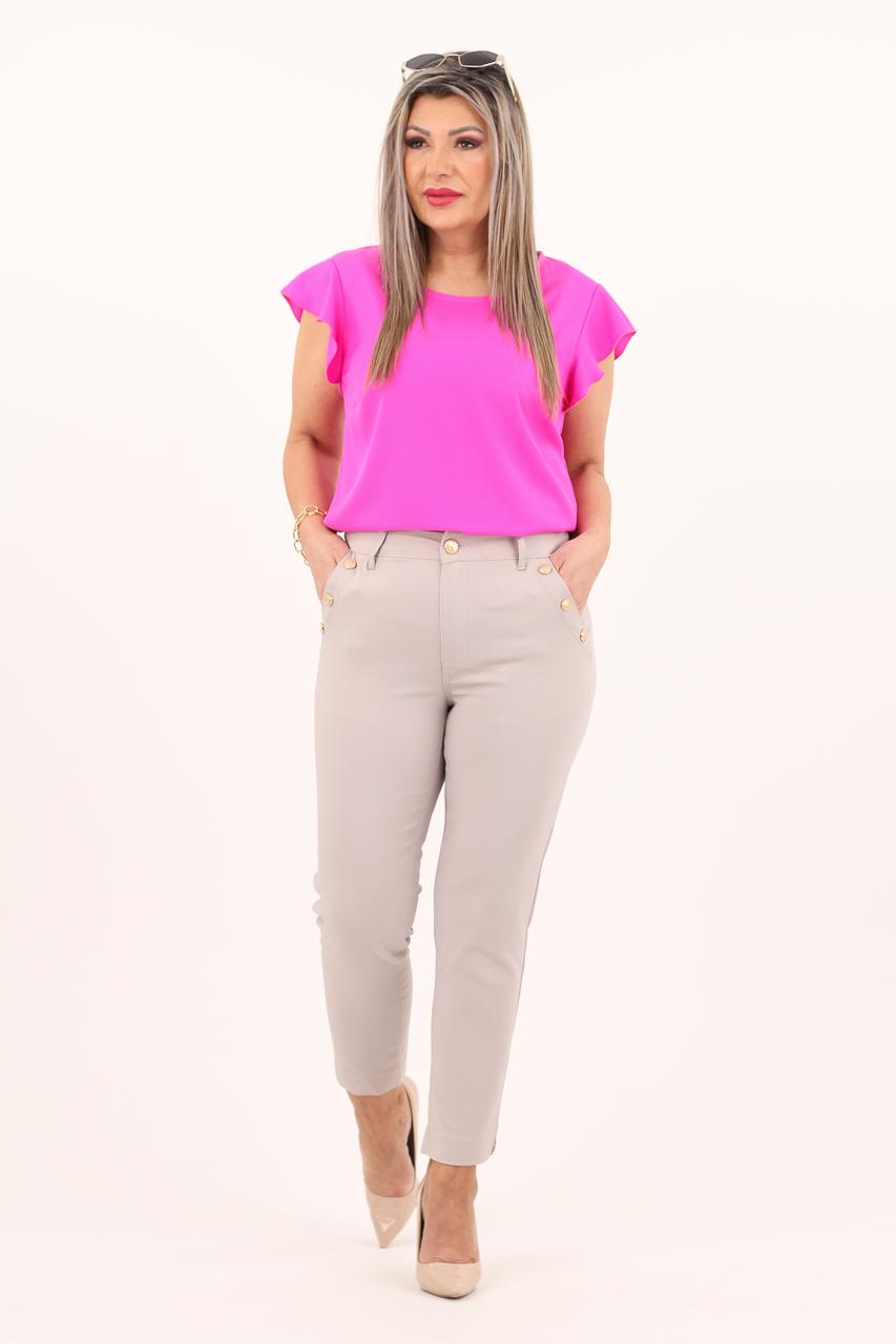 Spodnie z ozdobnymi guzikami chłodny beż