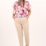 Eleganckie spodnie z ozdobnymi guzikami ciepły beż