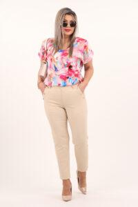 Eleganckie spodnie z ozdobnymi guzikami ciepły beż