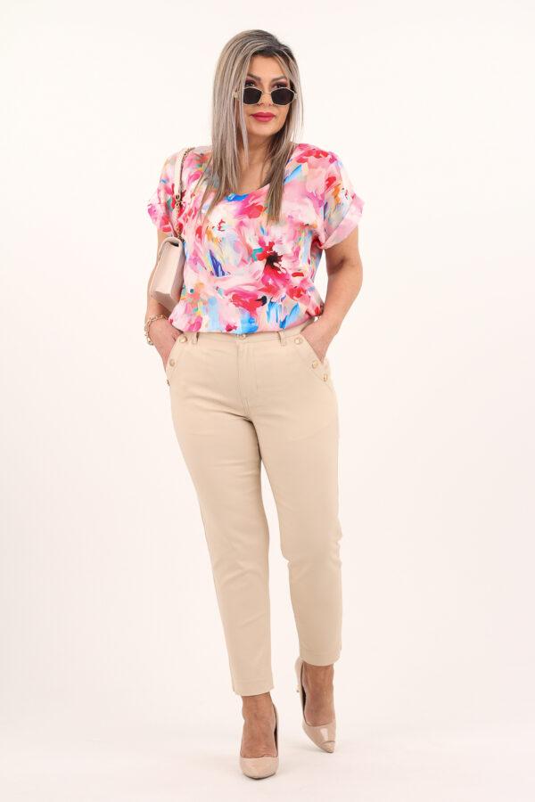 Eleganckie spodnie z ozdobnymi guzikami ciepły beż