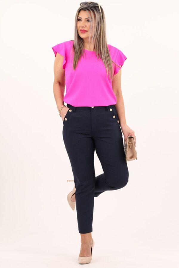 Eleganckie spodnie z ozdobnymi guzikami granatowe