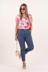 spodnie z ozdobnymi guzikami niebieskie