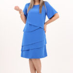 Sukienka z falbanami midi niebieska