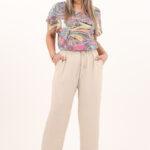 szerokie spodnie bawełniane beżowe