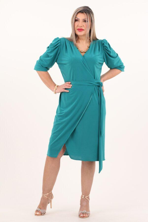 Turkusowa sukienka szlafrokowa plus size