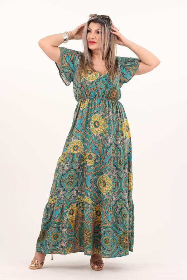 Wzorzysta sukienka na lato maxi zielona