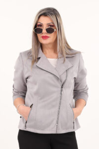 Ramoneska damska XXL szara – żakiet plus size