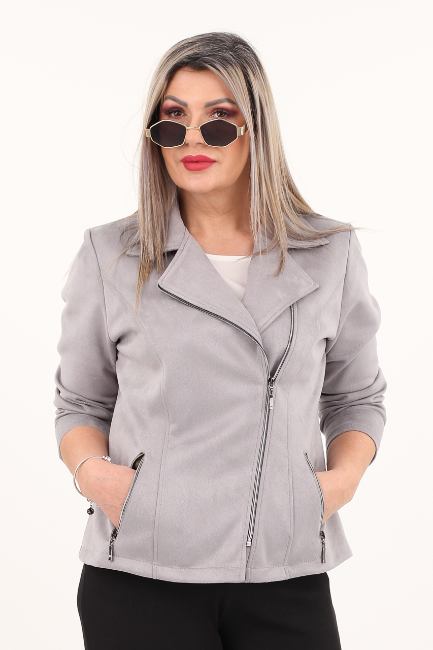 Ramoneska damska XXL szara – żakiet plus size