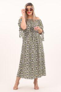 Zielona letnia sukienka z wiązaniem na rękawach