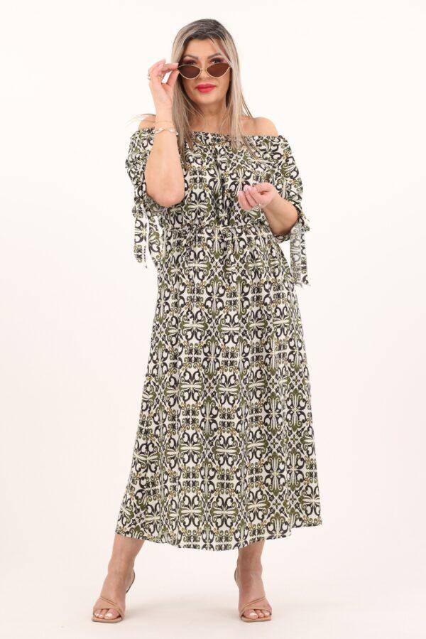 Zielona letnia sukienka z wiązaniem na rękawach