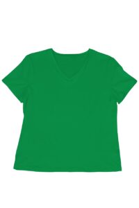 Zielony t-shirt damski z dekoltem V