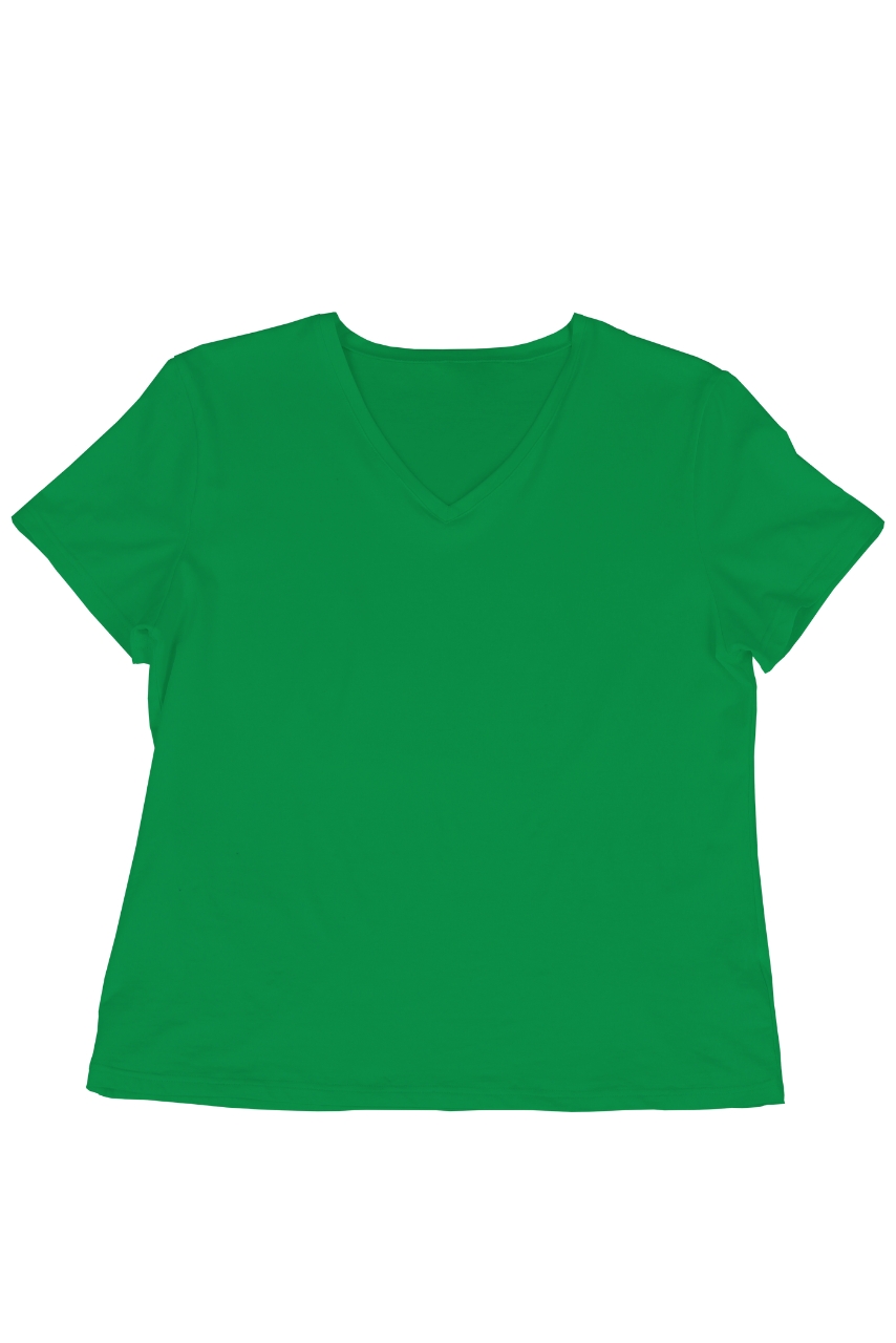 Zielony t-shirt damski z dekoltem V