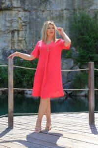 Sukienka z guzikami z przodu malinowa