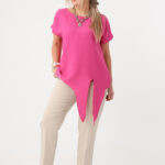 Amarantowa elegancka bluzka damska plus size 44-52 (3)