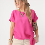 Amarantowa elegancka bluzka damska plus size 44-52