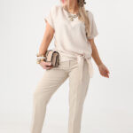 Beżowa elegancka bluzka damska plus size 44-52 (1)